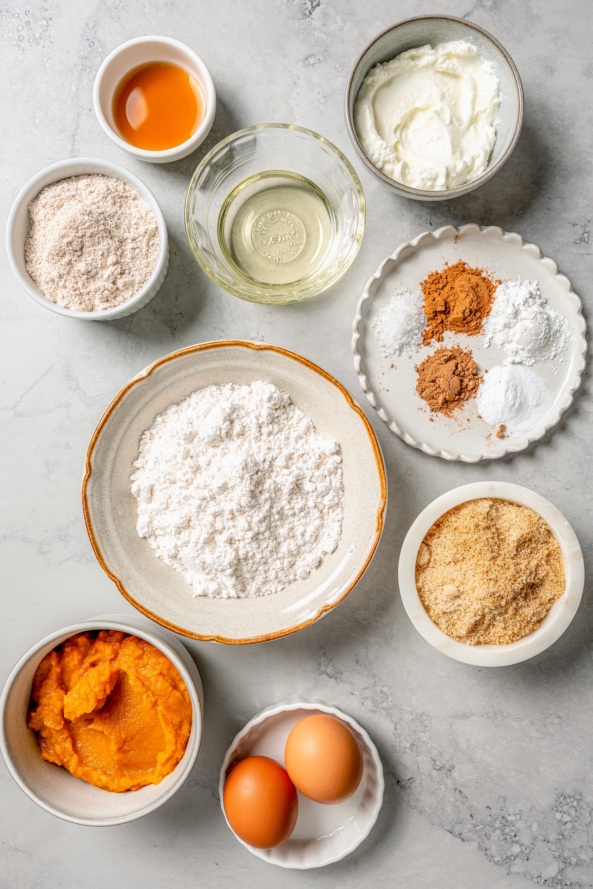 Ingredients for making pumpkin bread. 