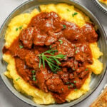 Landscape photo of slow cooker short ribs.